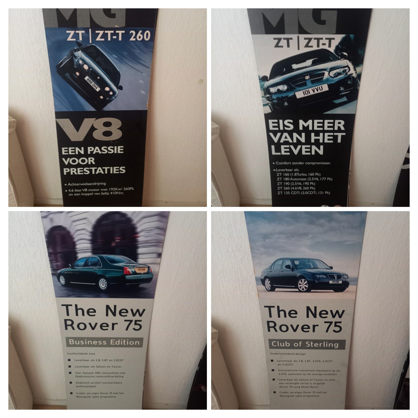 Dealerborden MG ZT 260 V8 / Rover 75mk2, set van 4, Ophalen, Gebruikt, Auto's