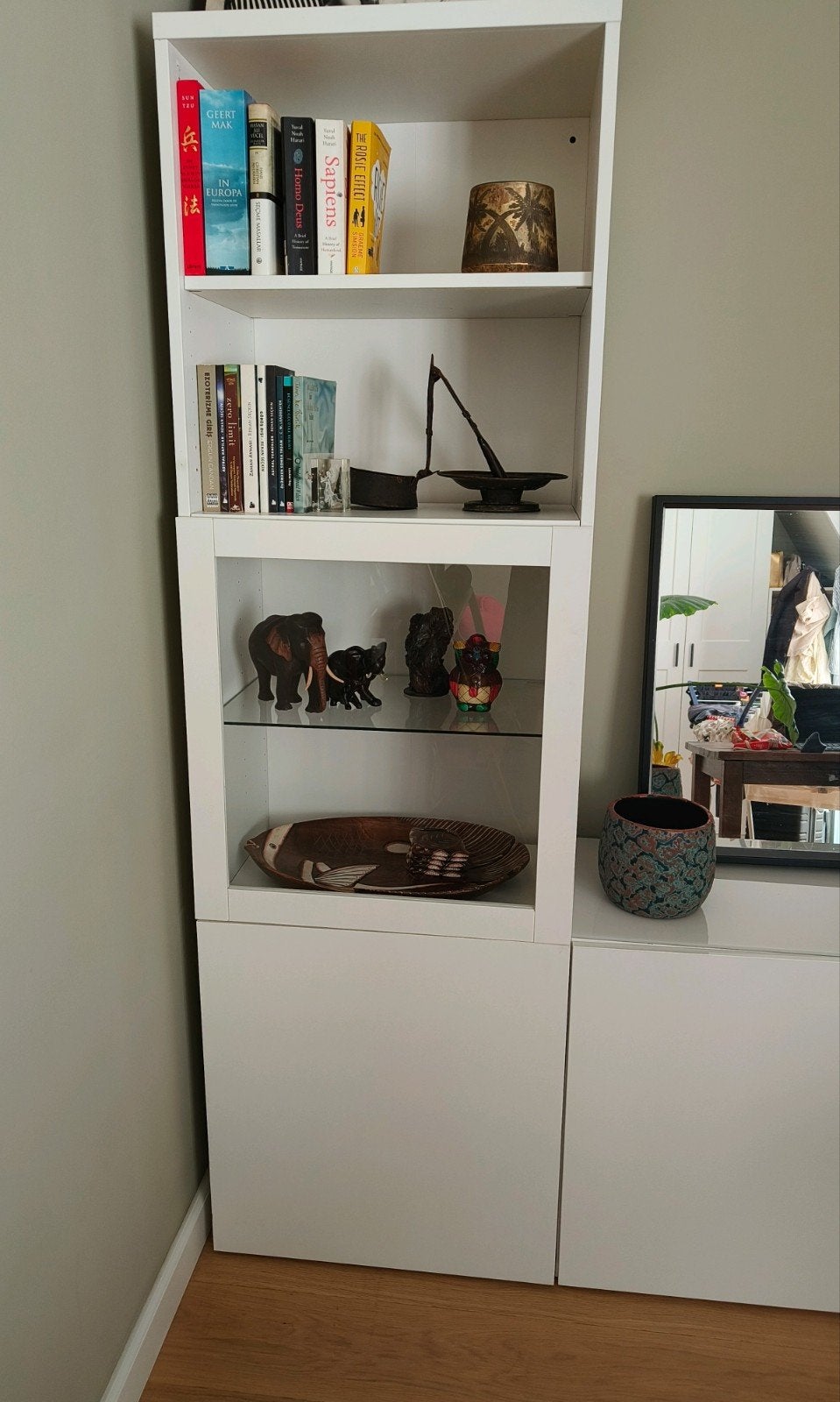 IKEA BESTÅ Vitrinekast met glazen deur - enkele uitvoering, 150 tot 200 cm, 25 tot 50 cm, Glas, Gebruikt