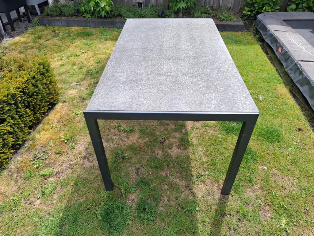 Tuintafel steen op glazen blad, Ophalen of Verzenden, Rechthoekig, Aluminium