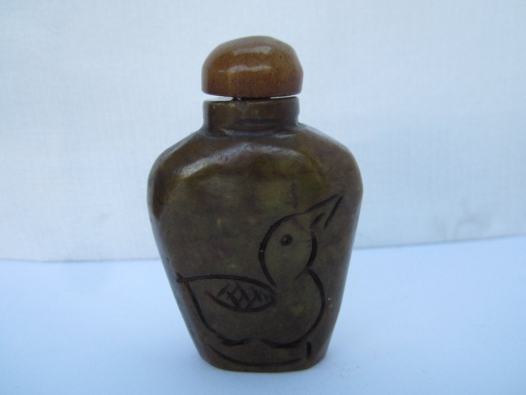 Chinese antieke jade snuiffles met snijwerk(#2728), Ophalen of Verzenden