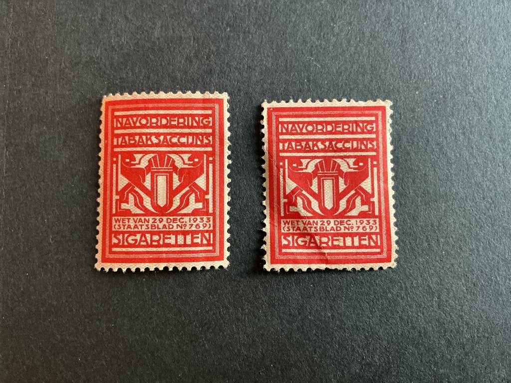 Belasting/fiskaal: navordering tabakaccijns, Verzenden, T/m 1940, Postfris