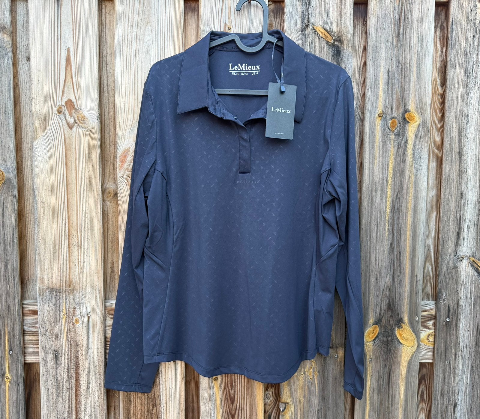 Nieuwe LeMieux Sarah shirt baselayer polo Navy maat 42, Blauw, L, Dressuur, Overige merken