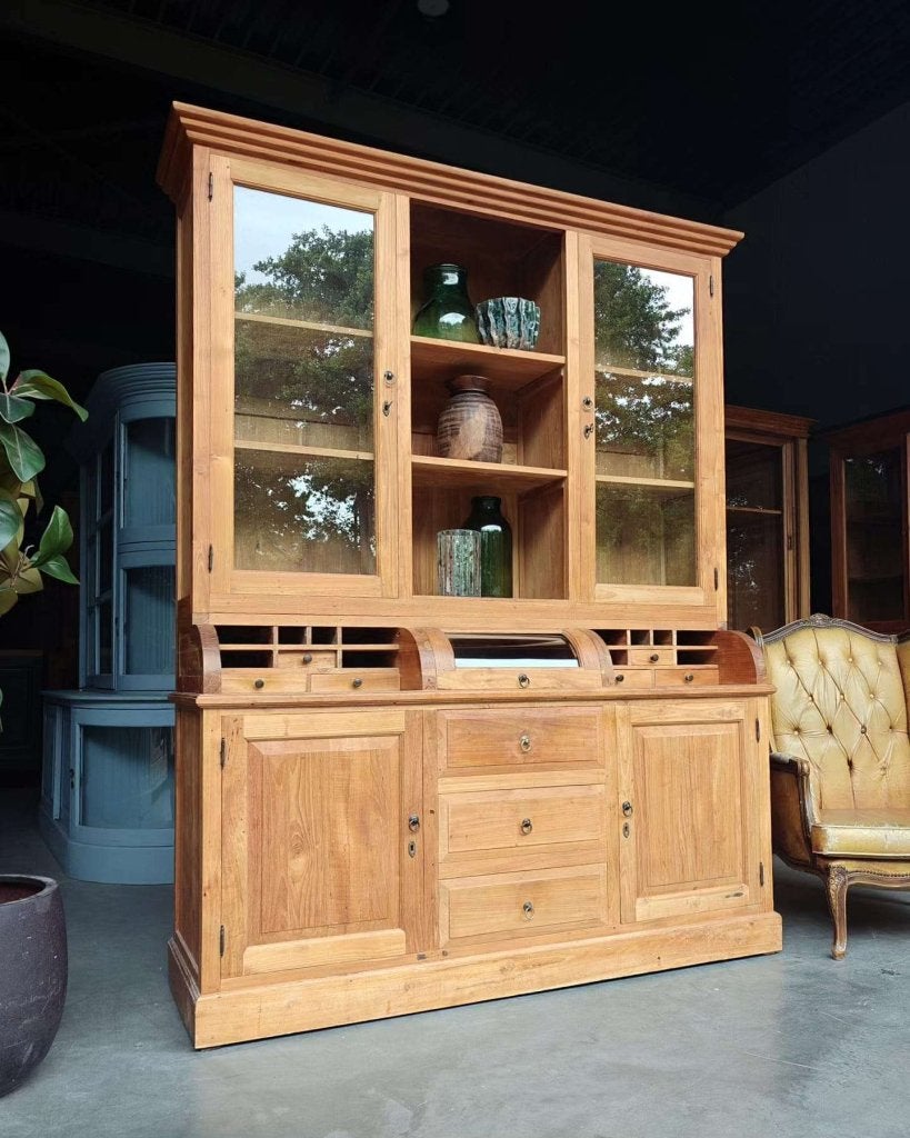Prachtige grutterskast | Apothekerskast Teakhout #8198, Glas, Gebruikt, Met deur(en), -