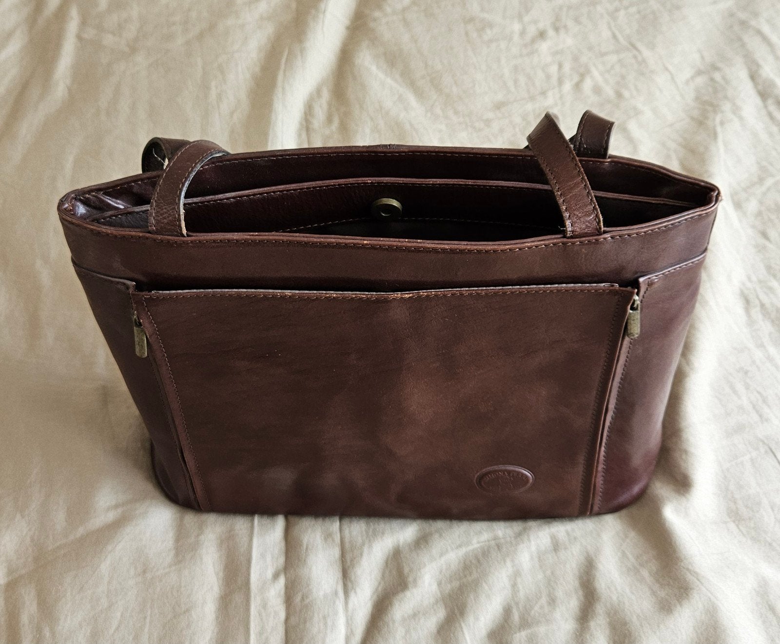 Grote bruine tas van echt leer., Ophalen of Verzenden, Bruin, Handtas