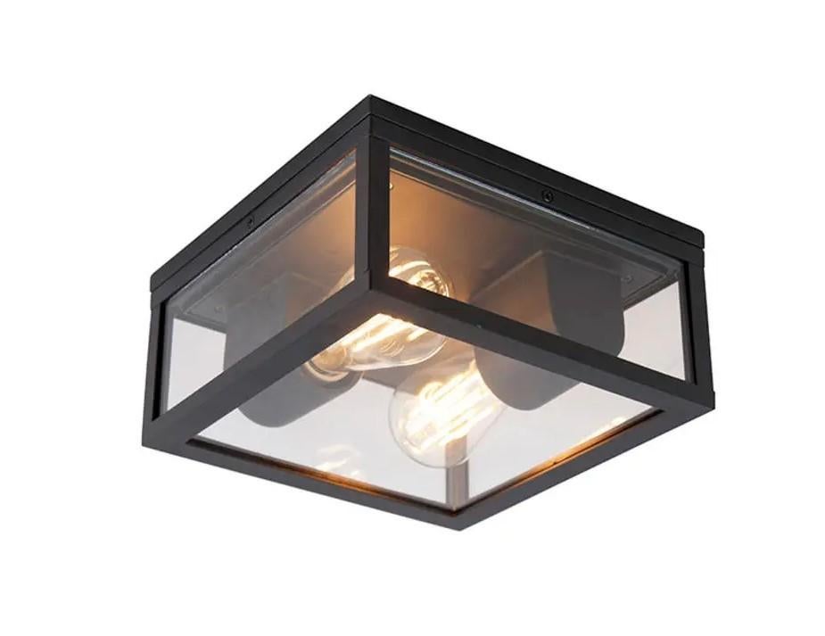 Qazqa plafondlamp charlois zwart e27, Huis en Inrichting, Lampen | Plafondlampen, Ophalen, Nieuw, Glas