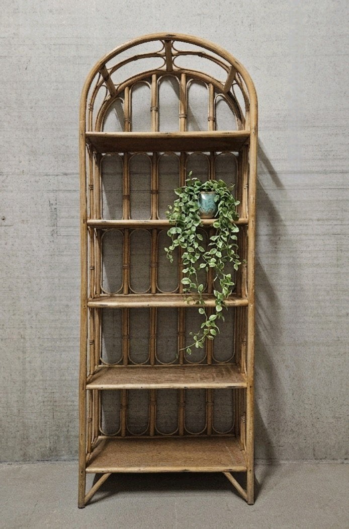 🏷OPRUIMING Vintage rotan boekenkast vakkenkast (boogmodel), Ophalen of Verzenden