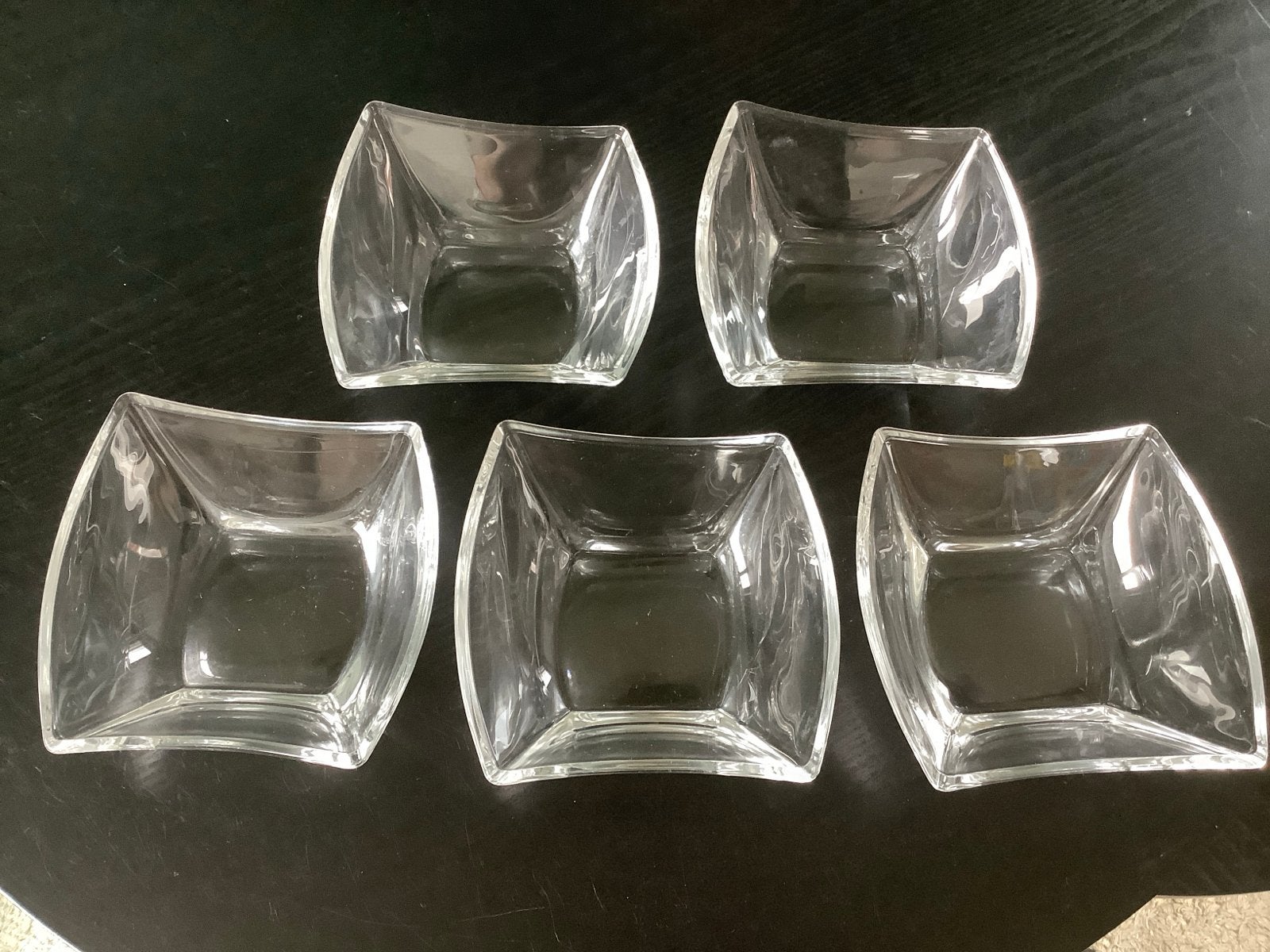 5 nette schaaltjes van dik glas, geen beschadigingen, Ophalen, Schaal, Vierkant, Glas