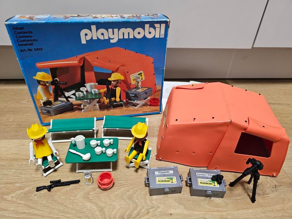 Playmobil 3413 safari tent Ngorongoro - vintage met doos, Ophalen of Verzenden, Zo goed als nieuw