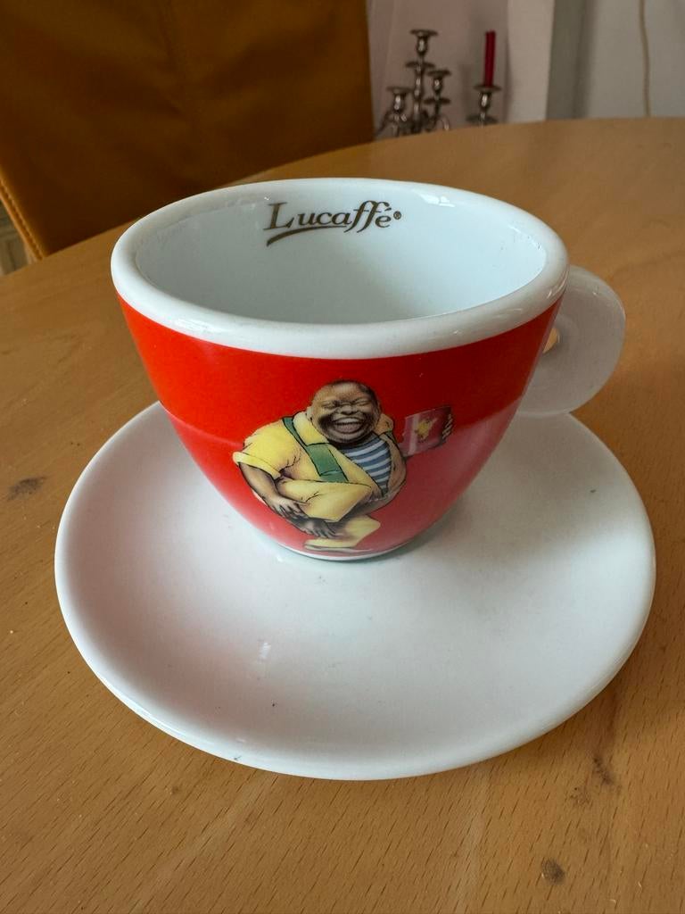 4x Lucaffe koffiekop en schotel - Zo goed als nieuw, Keramiek, Ophalen of Verzenden, Zo goed als nieuw, Overige stijlen