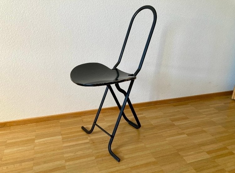 Klapstoel Dafne Design Gastone Rinaldi voor Thema, 1970s, Huis en Inrichting, Stoelen, Ophalen, Gebruikt, Zwart, Eén