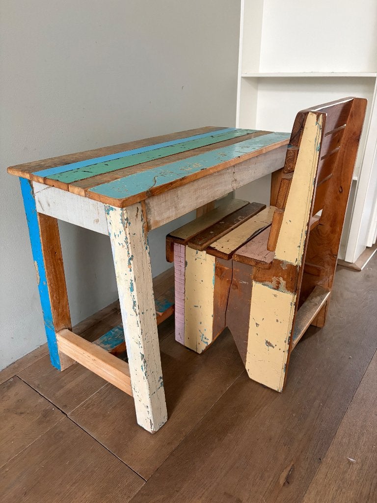 Sloophout kindertafel met stoel, Kinderen en Baby's, Ophalen, Gebruikt, Tafel(s) en Stoel(en)