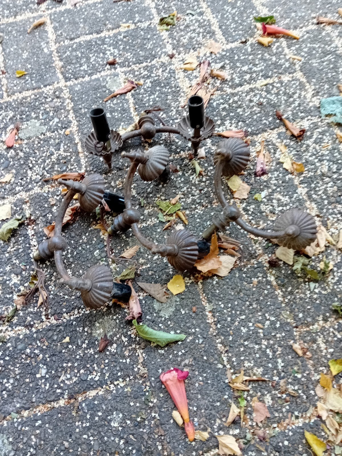 Antieke kroonluchter onderdelen - koper/brons, Ophalen, Koper of Brons