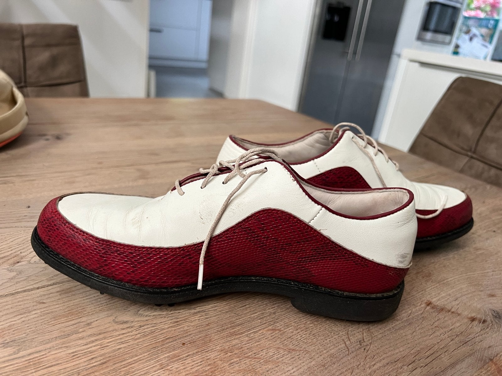 Dames FootJoy Europa Golfschoenen - Wit/Rood, Maat 40, Ophalen of Verzenden, Gebruikt, Schoenen, Overige merken