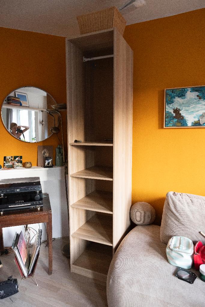 PAX Basiselement kledingkast, wit gelazuurd eikeneffect, Ophalen, Minder dan 50 cm, Gebruikt, 200 cm of meer