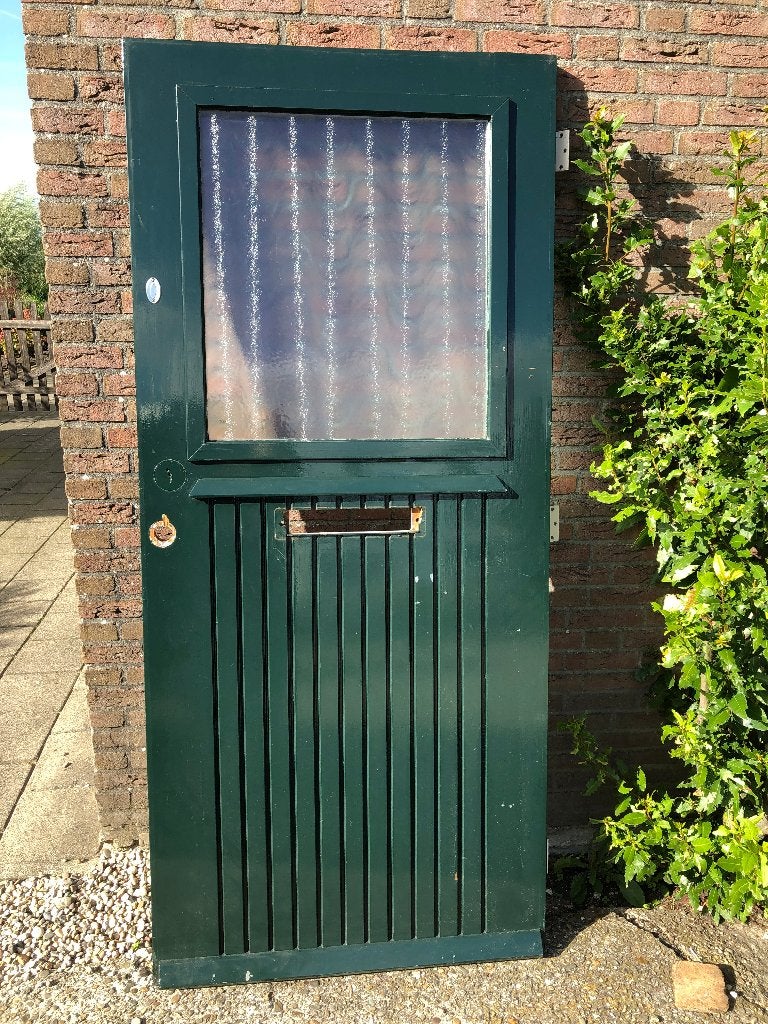 |Hardhouten voordeur| buitendeur| HR+ glas| 211x94,5|, Ophalen, Gebruikt, 80 tot 100 cm, Buitendeur