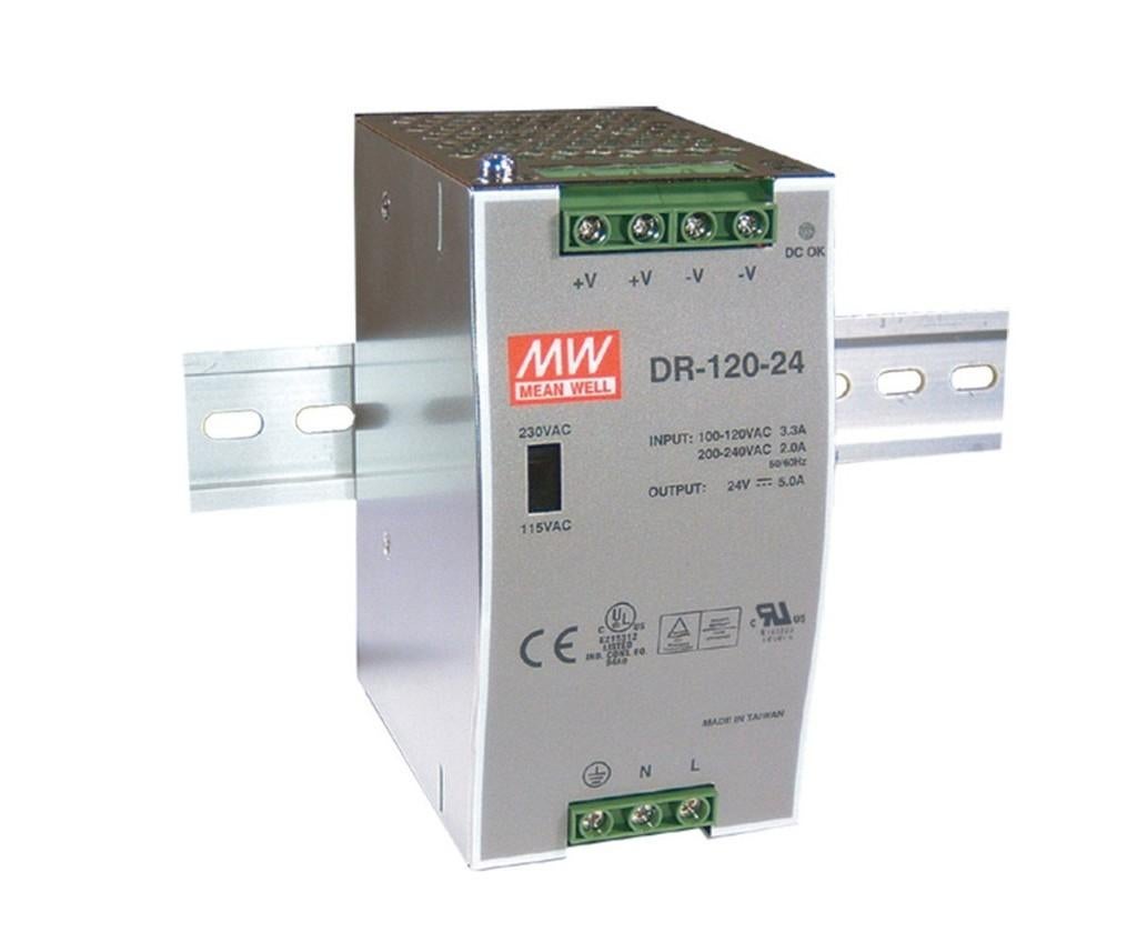 Mean Well DR-120-24 DIN-rail voeding 24V 5A, Ophalen of Verzenden, Nieuw
