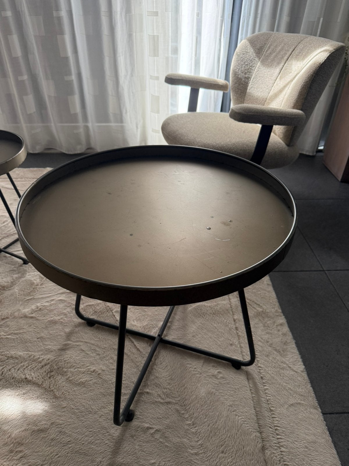 Bijzet tafel  kleur brons ,materiaal metaal. 60x65  cm, Ophalen, Minder dan 50 cm, 50 tot 100 cm, Rond