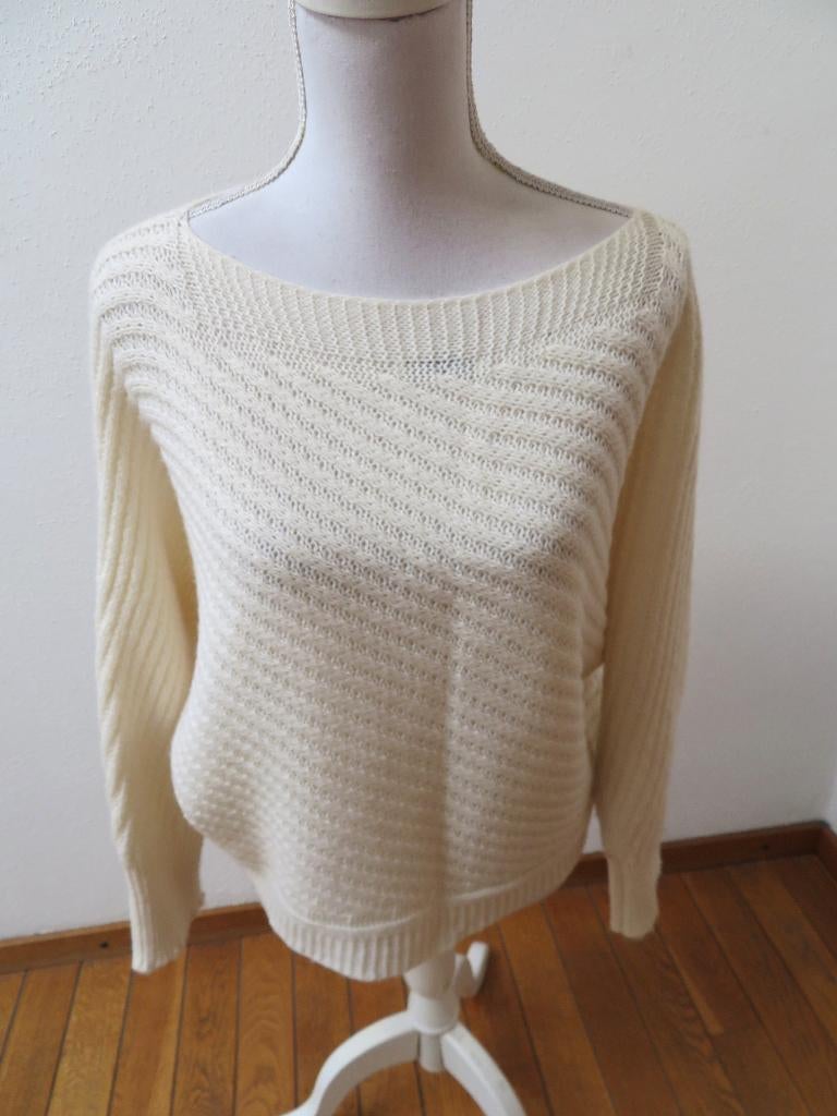 H56 HAILYS korte wijde trui ivoor wit en salie groen 42/44, Kleding | Dames, Wit, Maat 42/44 (L), Ophalen of Verzenden, Zo goed als nieuw