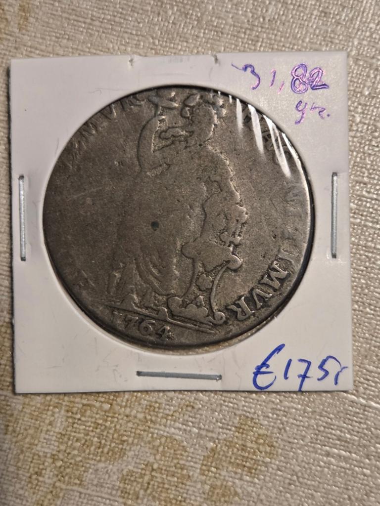 Zilveren Dukaat 3 gulden,1764 ,bataviaanse ., Postzegels en Munten, Munten | Nederland, Vóór koninkrijk, Zilver, Losse munt, Overige waardes