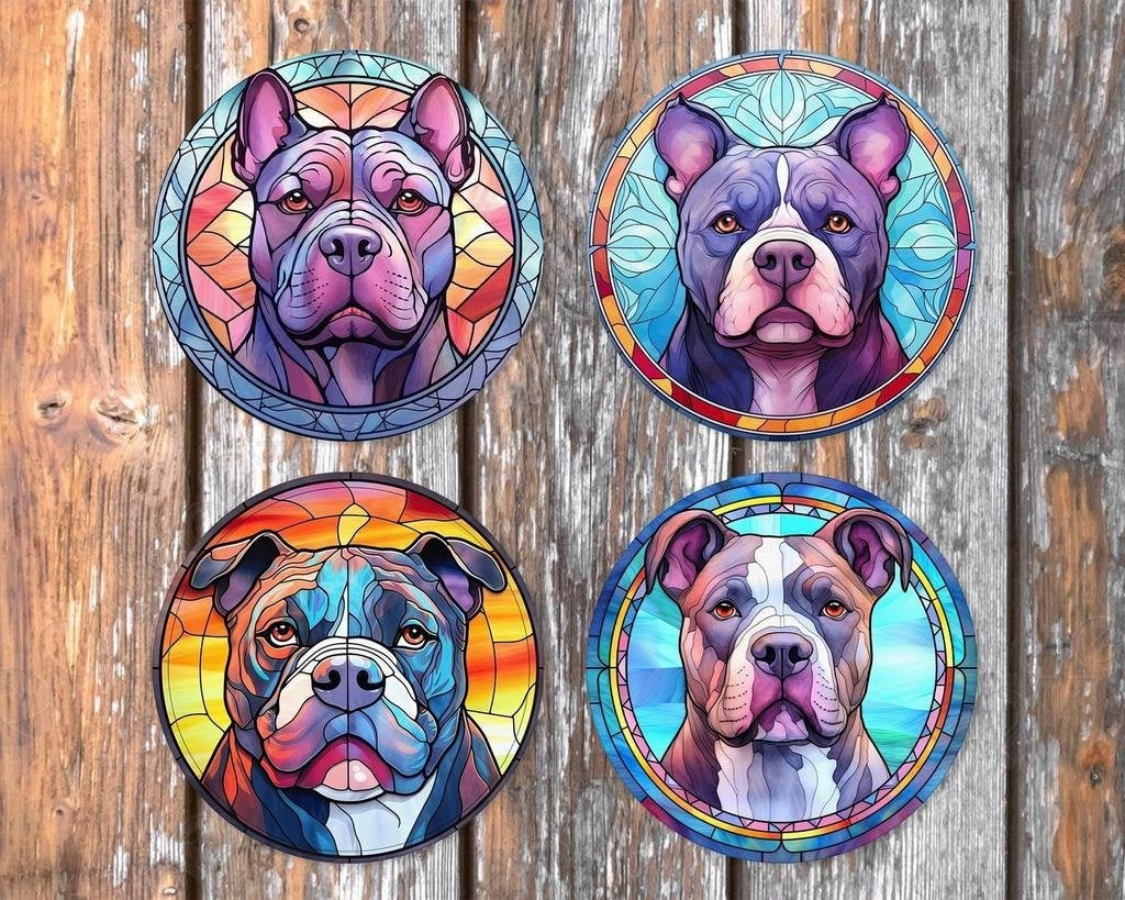 American Bully Glas in Lood onderzetters met houder rond, Huis en Inrichting, Ophalen of Verzenden, Nieuw