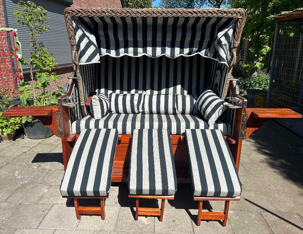 3 persoons buiten bank strand korf cocon tuin, Ophalen, Gebruikt, Hout