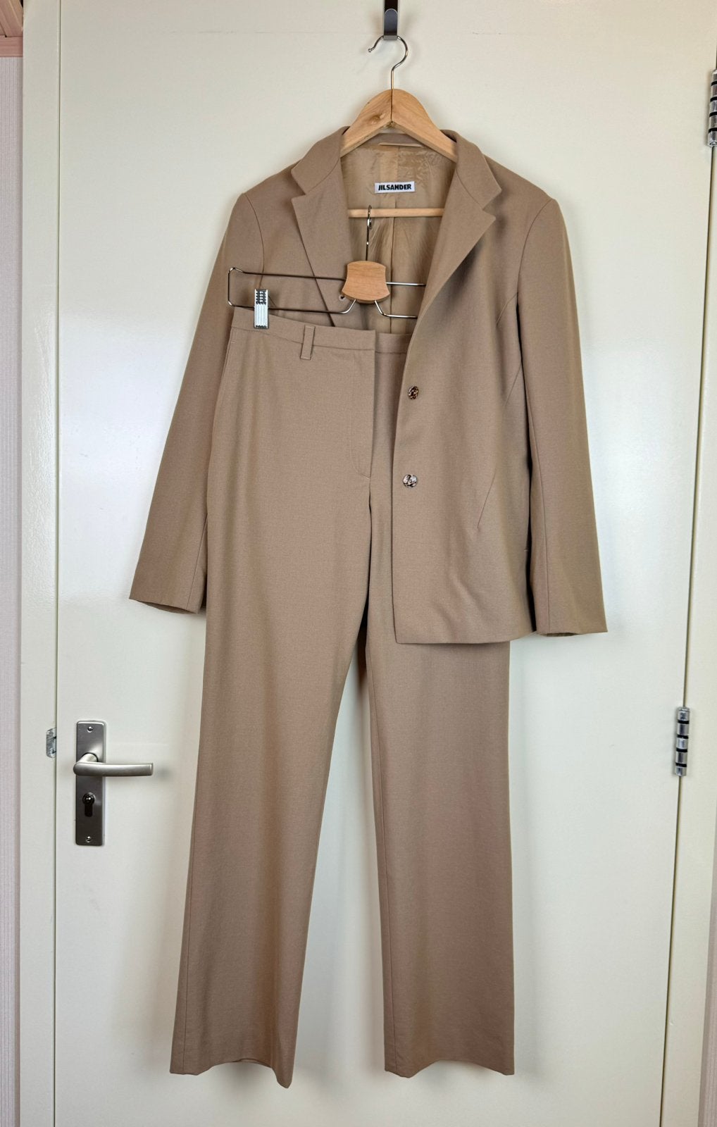 JIL SANDER Vintage Camel Wool Suit Pants Jacket Blazer 36/S, Kostuum of Pak, Bruin, Ophalen of Verzenden, Zo goed als nieuw