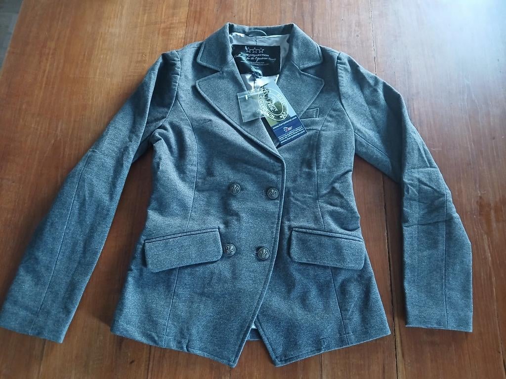 Nieuw wedstrijdjasje Harry's Horse, grijs stretch, maat 152, Dieren en Toebehoren, Paardrijkleding, Nieuw, Ophalen of Verzenden