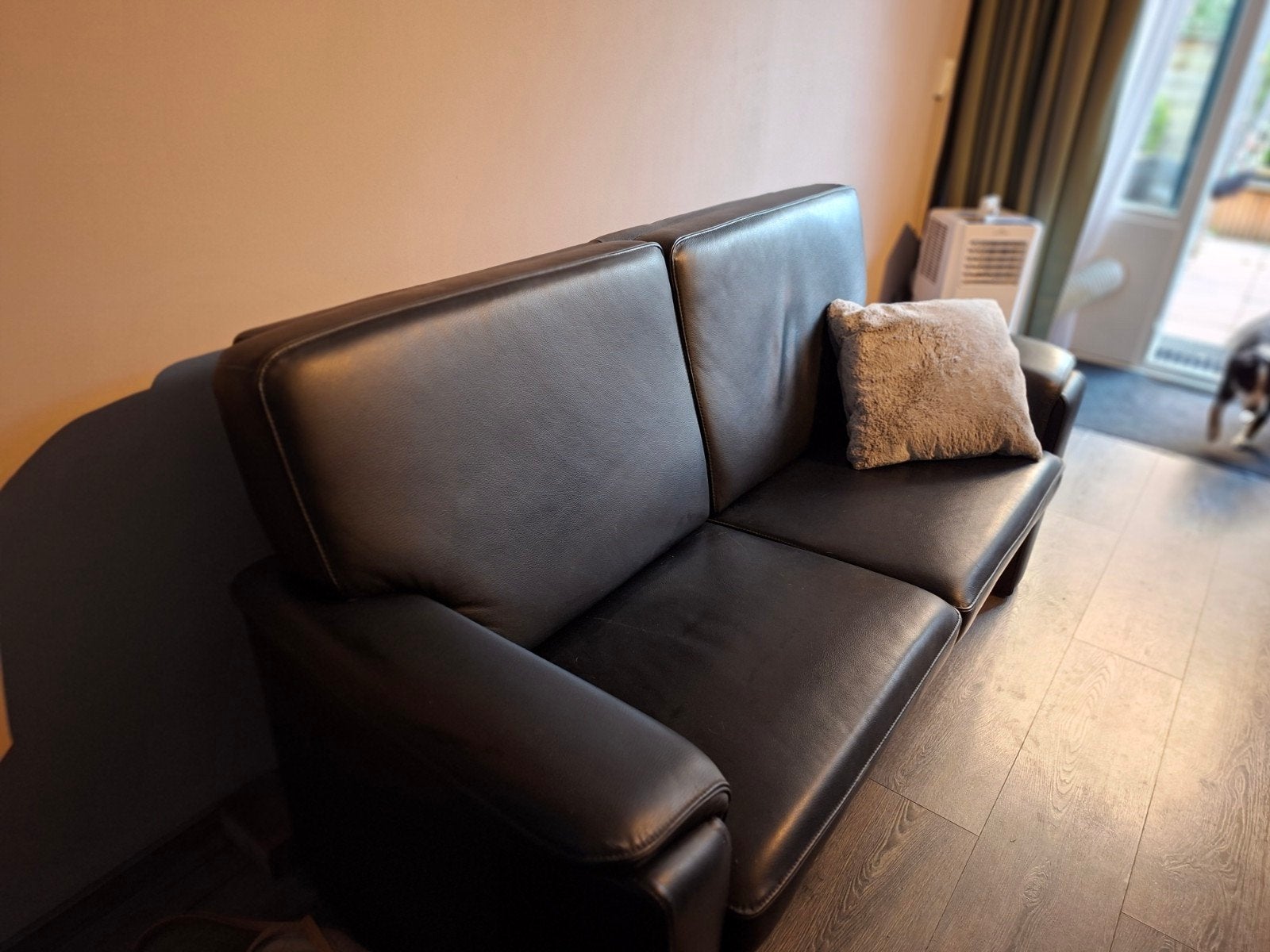 Leren banken en fauteuils set MOET WEG, Ophalen, Gebruikt, 75 tot 100 cm, Leer