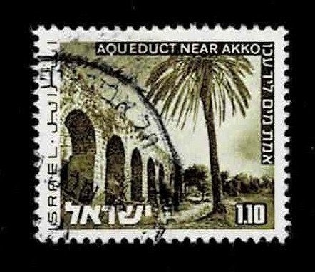 postzegel 537 Israël Aquaduct bij Akko, Ophalen of Verzenden, Gestempeld, Midden-Oosten