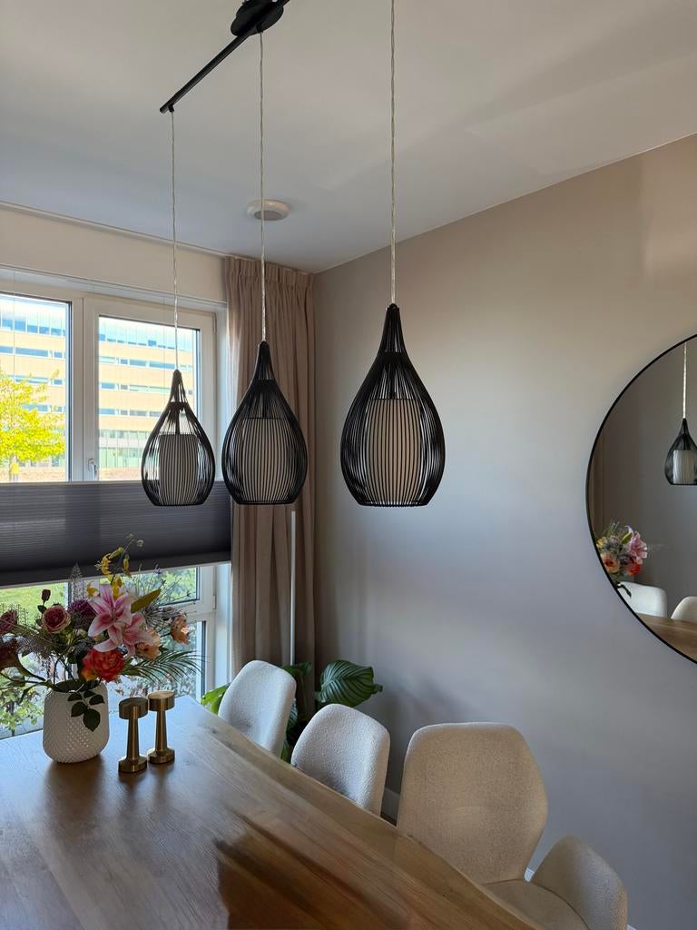 Moderne eetkamerlampen - set van 3, Huis en Inrichting, Lampen | Hanglampen, Zo goed als nieuw, 75 cm of meer, Metaal, Ophalen of Verzenden