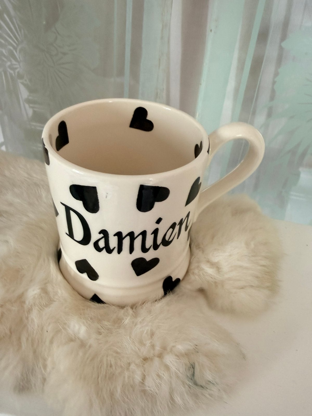 Emma Bridgewater black hearts Damien mok nieuw, Ophalen, Zo goed als nieuw, Overige stijlen, Kop(pen) en/of Schotel(s)