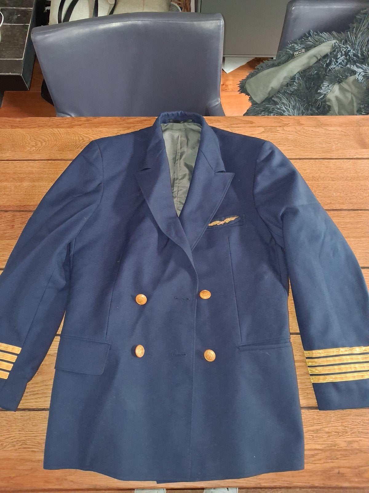 Vintage Uniform Jas piloot KLM Rijksluchtvaart op naam, Ophalen of Verzenden, Overige soorten, Nederland, Kleding of Schoenen