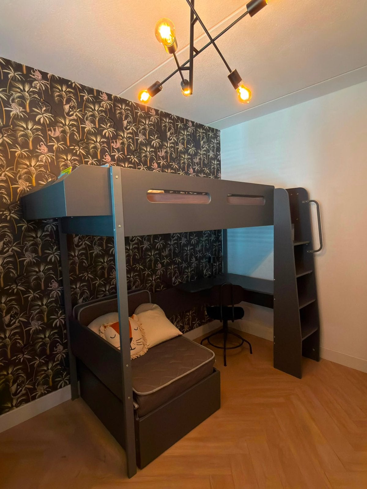 Hoogslaper Jasper – bed, bureau én extra slaapplaats in één, Ophalen, Eenpersoons, Zo goed als nieuw, 90 cm