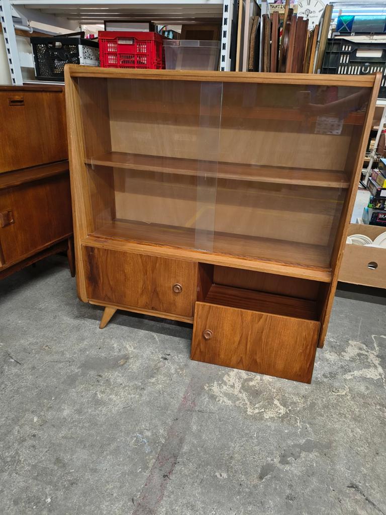Vintage teakhouten vitrinekast, Ophalen, Gebruikt, ., .