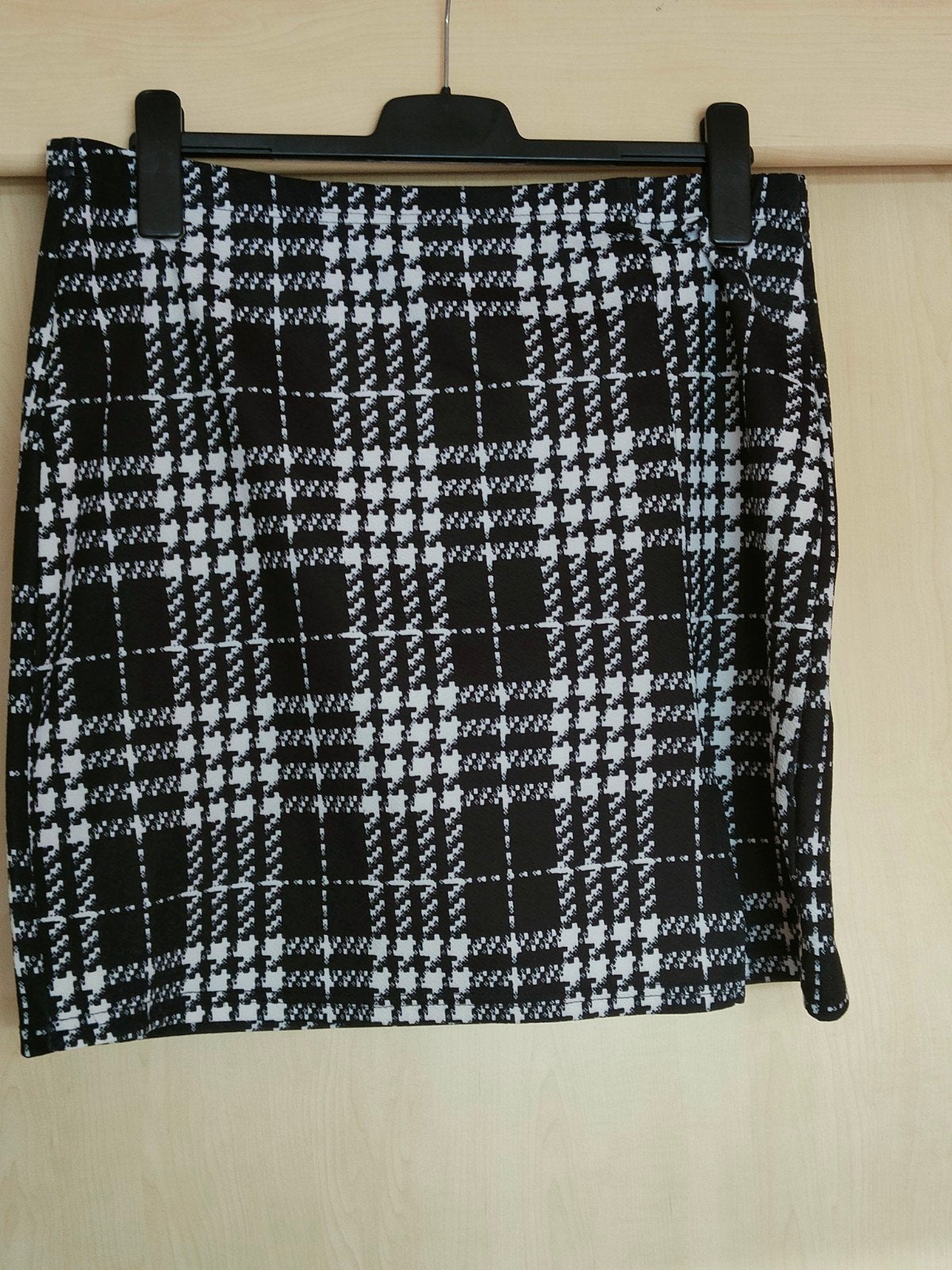 Shein zwart wit geruite dunne rok met splitje, maat 1XL, Maat 46/48 (XL) of groter, Ophalen of Verzenden, Zo goed als nieuw, Boven de knie