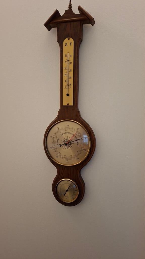 Antieke Barometer met Thermometer en Hygrometer, Ophalen, Weerstation