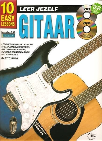 Gitaar lesboek-- Leer jezelf GITAAR +cd+ dvd-ook TAB, Ophalen of Verzenden, Gebruikt, Les of Cursus, Gitaar