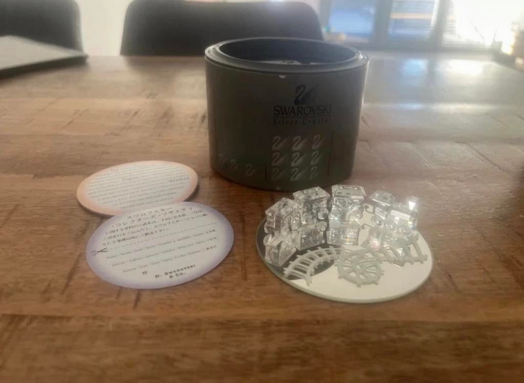 Trein met drie wagonnetjes Swarovski Silver Crystal, Verzamelen, Swarovski, Zo goed als nieuw, Figuurtje, Ophalen of Verzenden