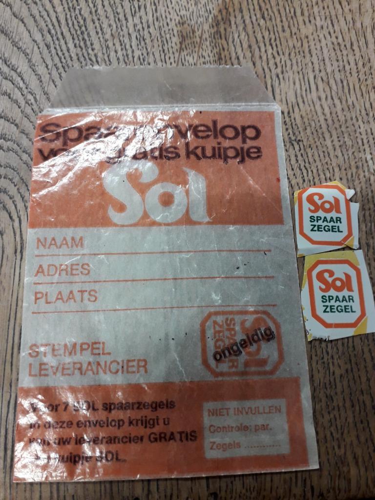 Sol spaarzegels met envelop, Ophalen, Winkel, Super of Benzinepomp, Zegels, Bonnen of Punten