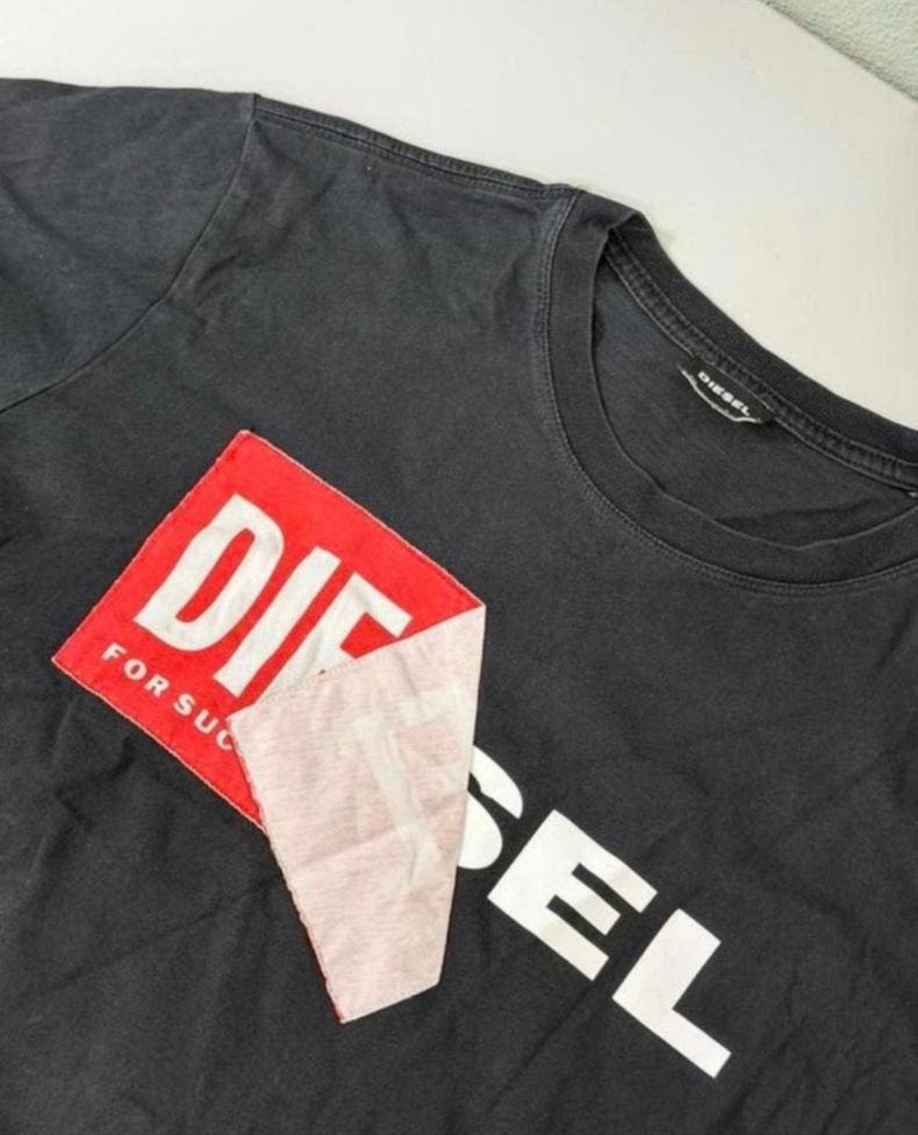 DIESEL HEREN T-SHIRT met groot Logo zwart tshirt L katoen, Maat 52/54 (L), L, Zwart, Zo goed als nieuw