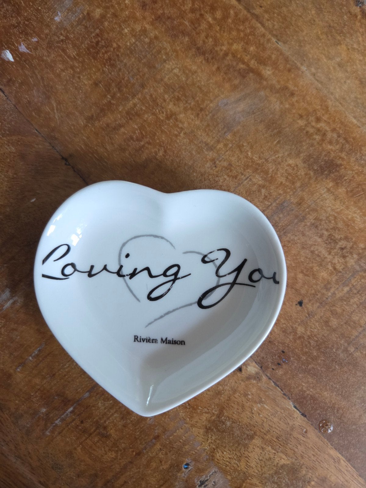 Riviera Maison Thee Tip Schaaltje "Loving You" Hartvormig, Porselein of Keramiek, Schaal, Ophalen of Verzenden, Zo goed als nieuw