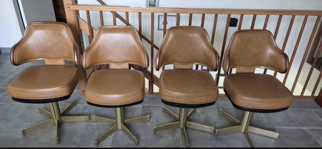 Originele Gasser Casino Vibes Stoelen - Set van 4, Ophalen, Gebruikt, Bruin, Leer