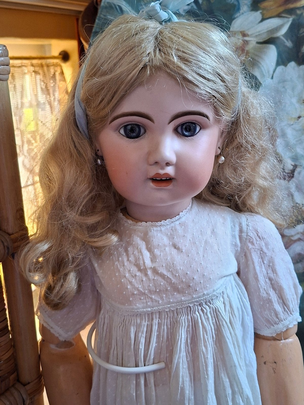 Antieke Jumeau pop, malnummer 1907, 78 cm, met kleding, Verzamelen, Poppen, Ophalen, Gebruikt, Pop