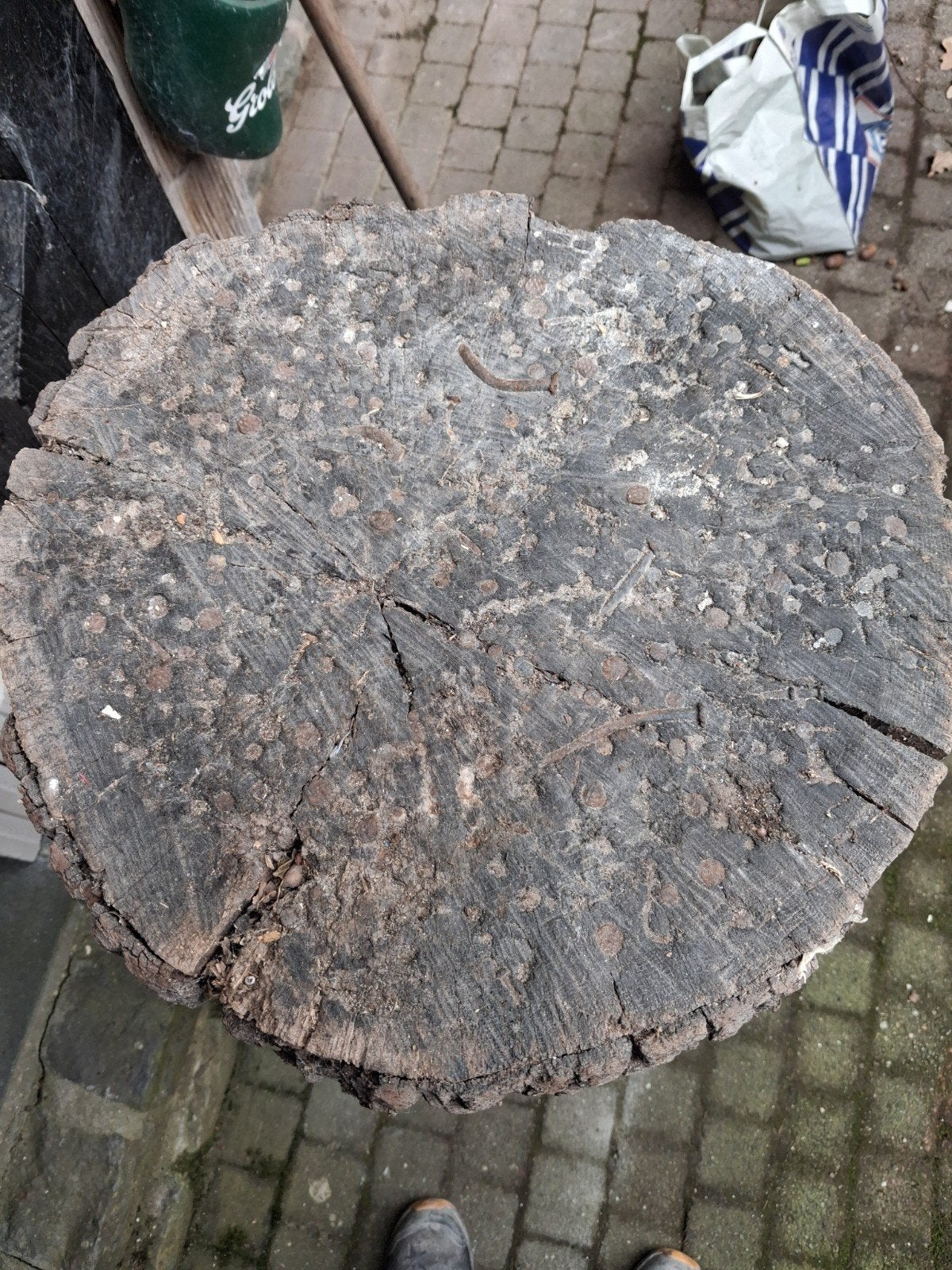 eiken boomstronk, Tuin en Terras, Ophalen, Rond, Hout