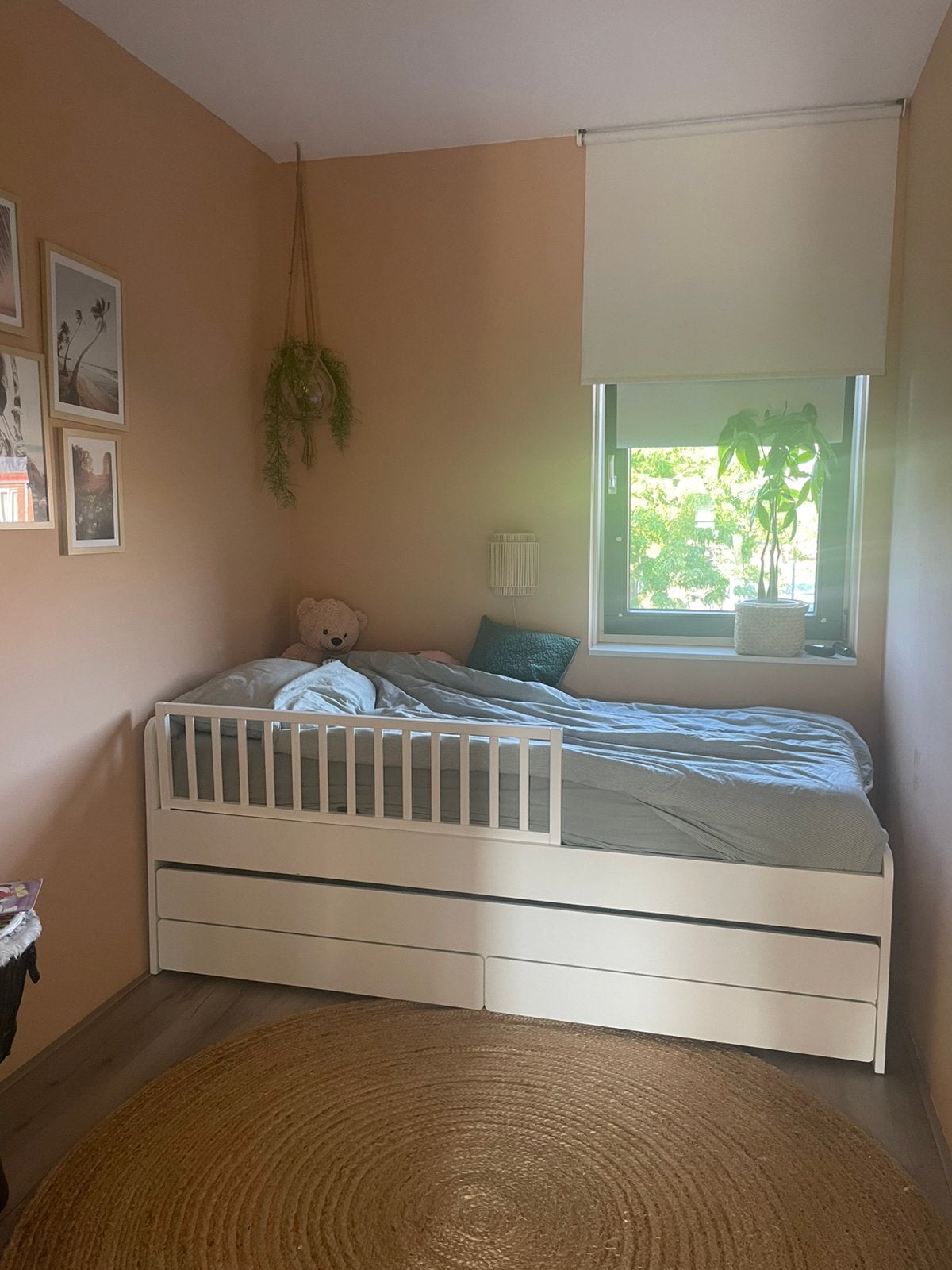 Slakt eenpersoons uitschuifbed met lades en matrassen, Huis en Inrichting, Ophalen, 90 cm, Eenpersoons, Wit