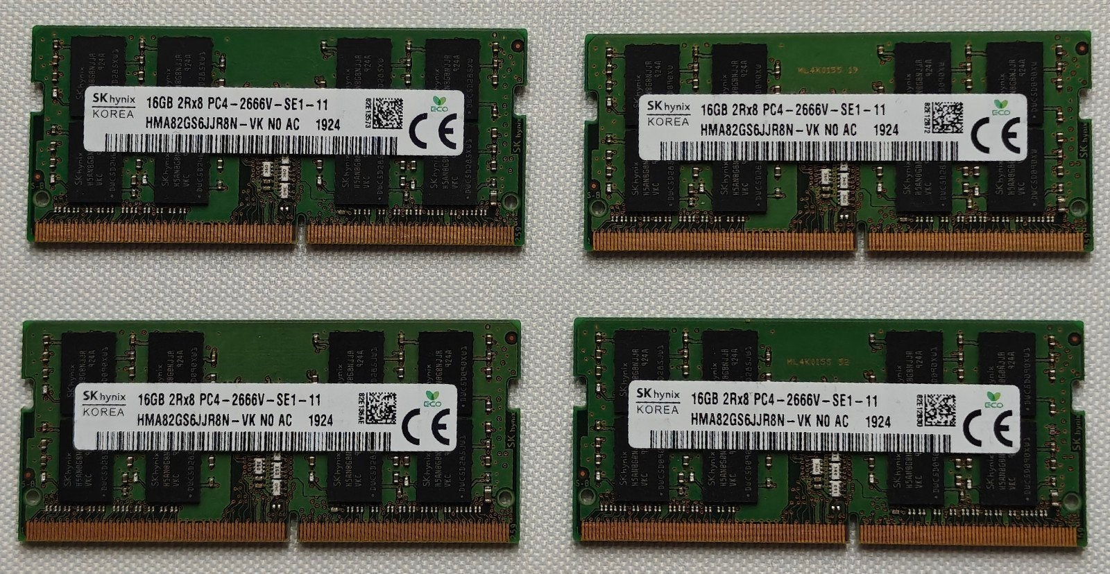 SK Hynix 16GB DDR4 RAM PC4-2666V SO-DIMM (4 stuks), Computers en Software, RAM geheugen, Gebruikt, DDR4, Ophalen of Verzenden