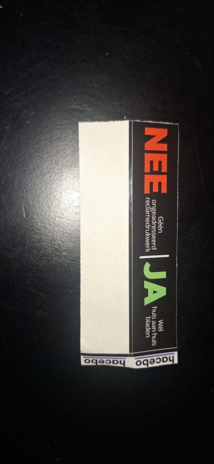 nee ja brievenbus sticker, Ophalen