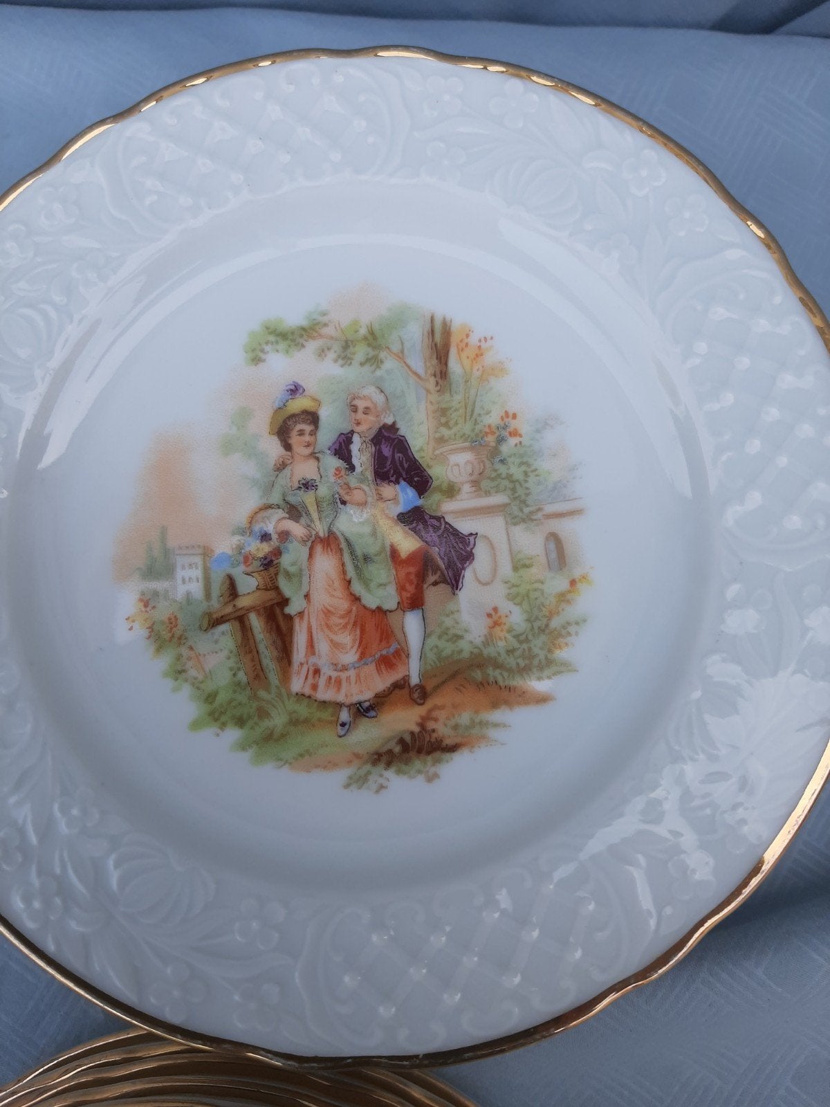 oud gebakstel /schaal met 12 bordjes, Ophalen of Verzenden