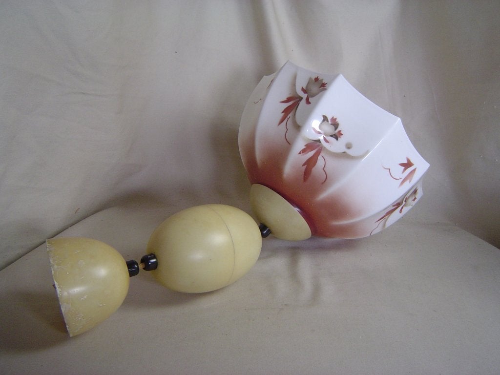 Oude hanglamp met melkglazen kap Erco, Gebruikt, Jaren 30, Glas, E27 (groot)