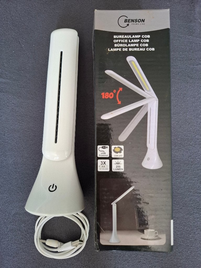 Benson bureaulamp tafellamp LM-H306 200 Lumen COB LED USB, Ophalen of Verzenden, Zo goed als nieuw, Kunststof